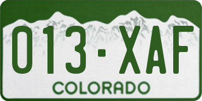 CO license plate 013XAF