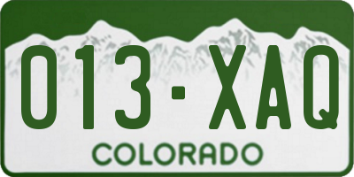 CO license plate 013XAQ