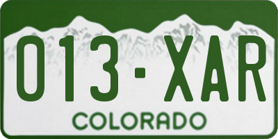 CO license plate 013XAR