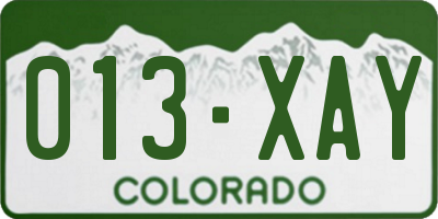 CO license plate 013XAY