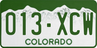 CO license plate 013XCW