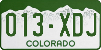 CO license plate 013XDJ