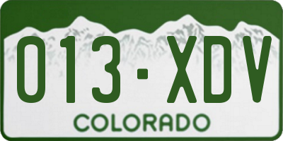 CO license plate 013XDV