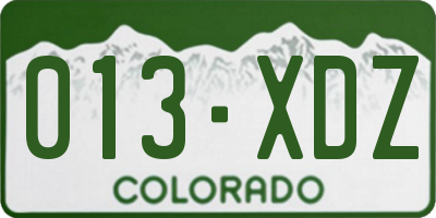 CO license plate 013XDZ