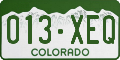 CO license plate 013XEQ