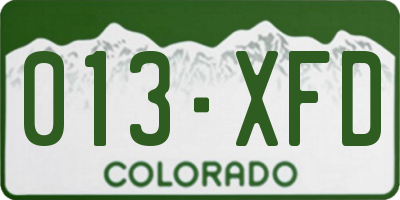 CO license plate 013XFD