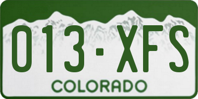CO license plate 013XFS