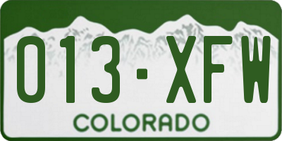 CO license plate 013XFW