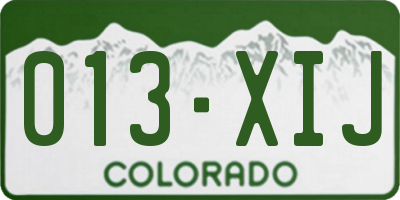CO license plate 013XIJ
