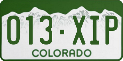 CO license plate 013XIP
