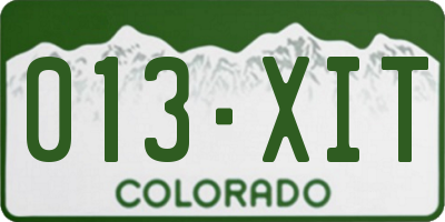 CO license plate 013XIT