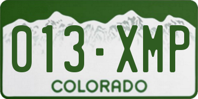 CO license plate 013XMP