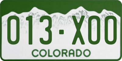 CO license plate 013XOO