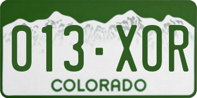 CO license plate 013XOR