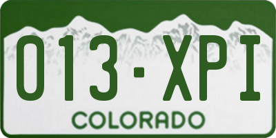 CO license plate 013XPI