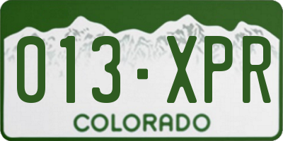 CO license plate 013XPR
