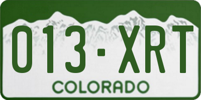 CO license plate 013XRT