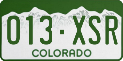 CO license plate 013XSR