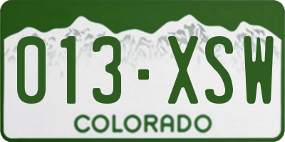 CO license plate 013XSW