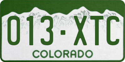 CO license plate 013XTC