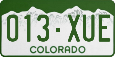 CO license plate 013XUE