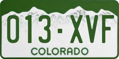 CO license plate 013XVF