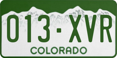 CO license plate 013XVR