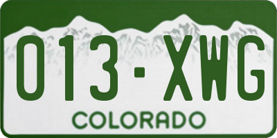 CO license plate 013XWG