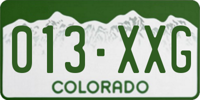 CO license plate 013XXG