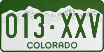 CO license plate 013XXV