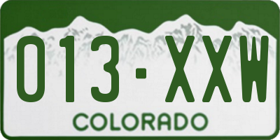 CO license plate 013XXW