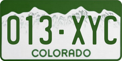 CO license plate 013XYC