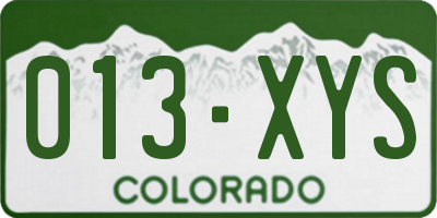 CO license plate 013XYS