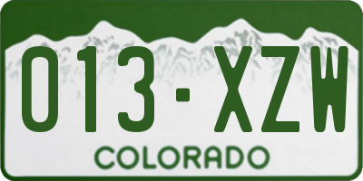 CO license plate 013XZW