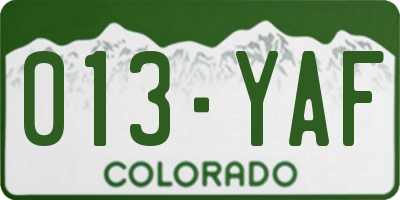 CO license plate 013YAF