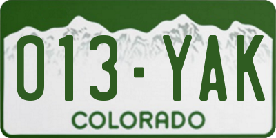 CO license plate 013YAK