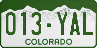CO license plate 013YAL