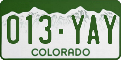 CO license plate 013YAY