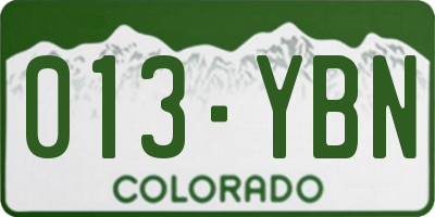 CO license plate 013YBN