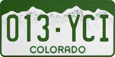 CO license plate 013YCI