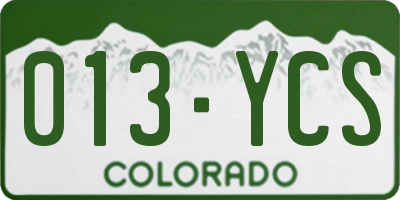 CO license plate 013YCS