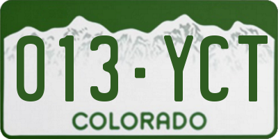 CO license plate 013YCT