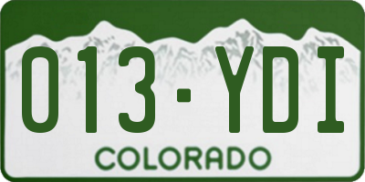 CO license plate 013YDI
