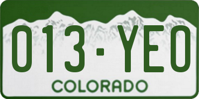 CO license plate 013YEO