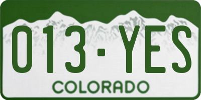 CO license plate 013YES