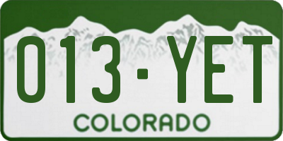 CO license plate 013YET