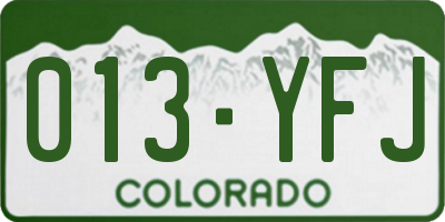 CO license plate 013YFJ