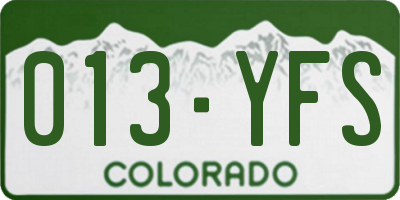 CO license plate 013YFS