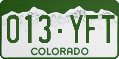 CO license plate 013YFT