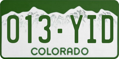 CO license plate 013YID